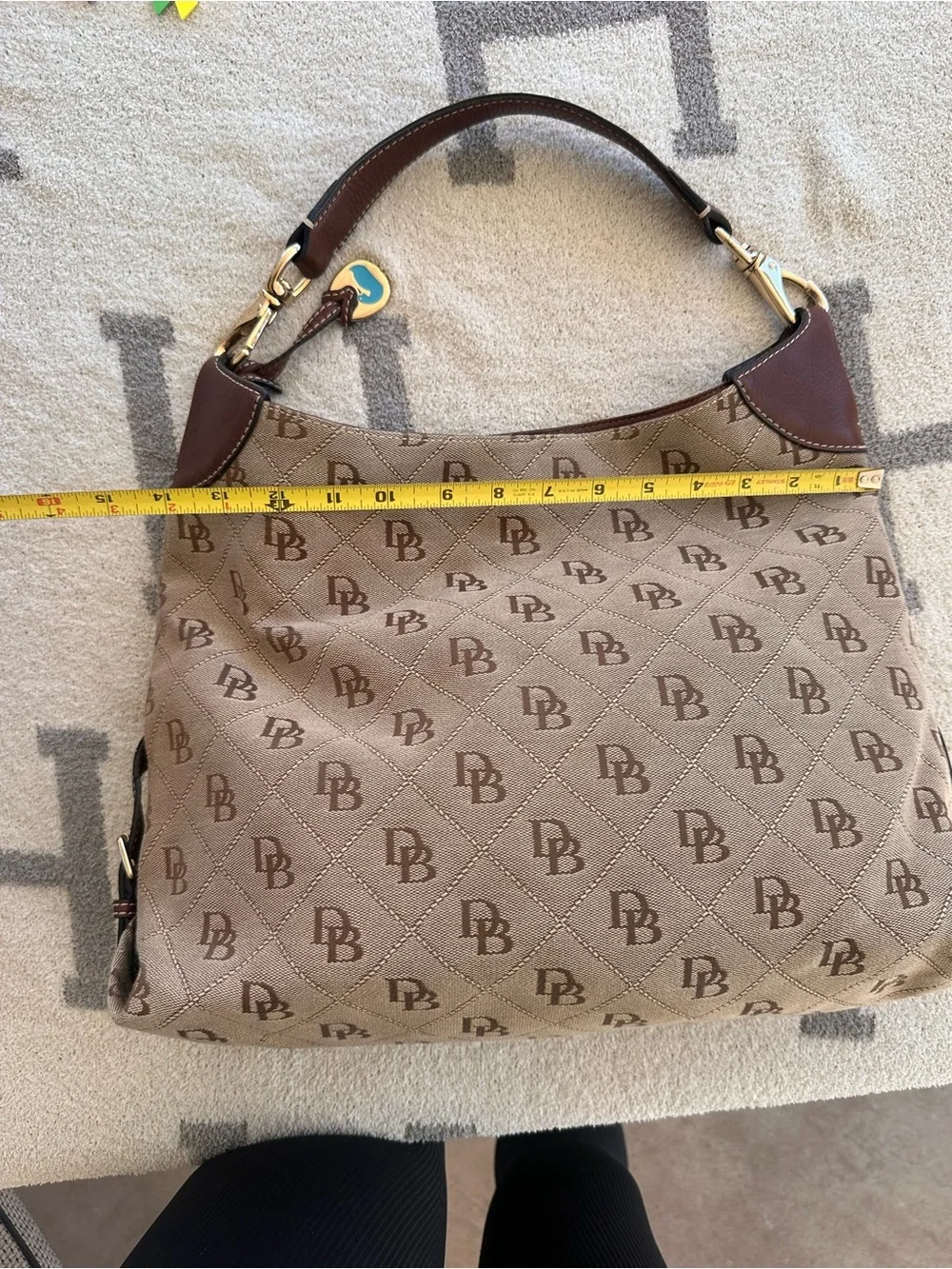 Dooney & Bourke Brown Logo-Print Hobo Bag